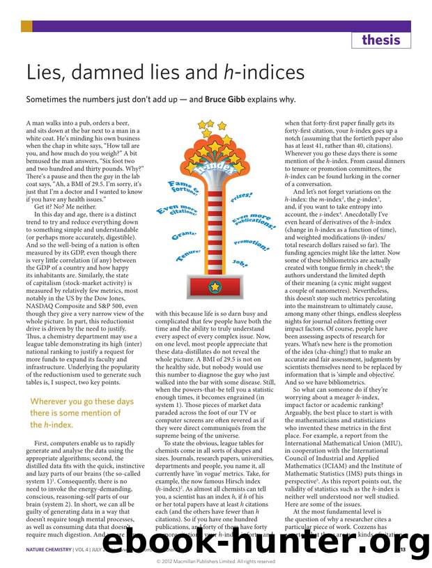 Lies, damned lies and h-indices by Bruce C. Gibb