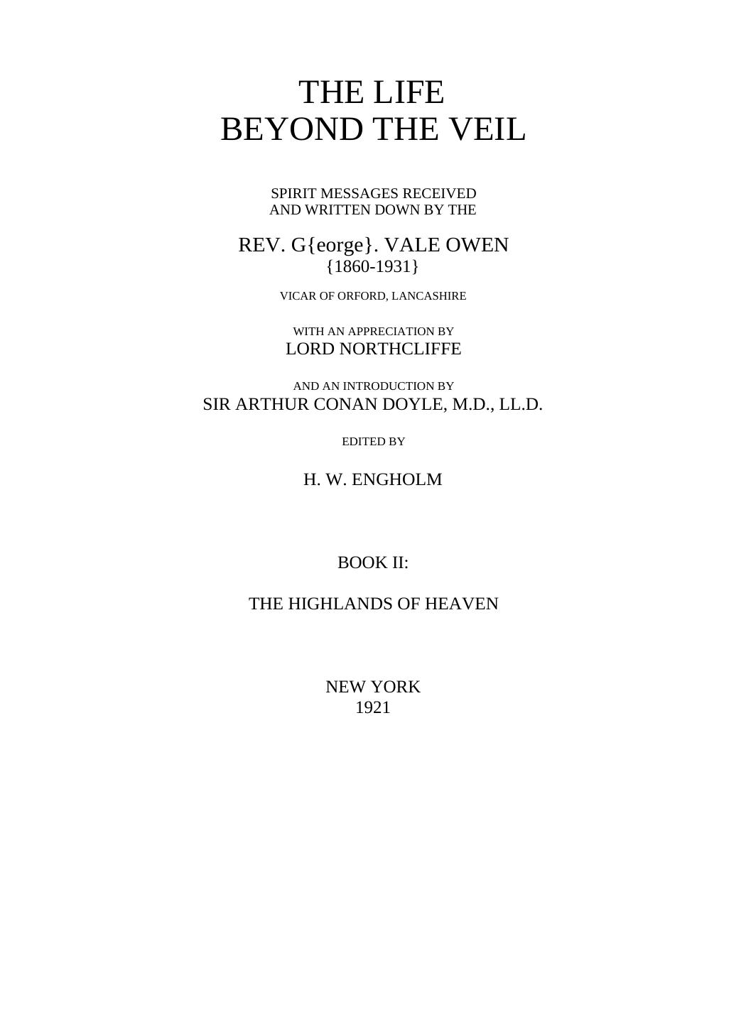 Life Beyond the Veil vol 2 by Owen