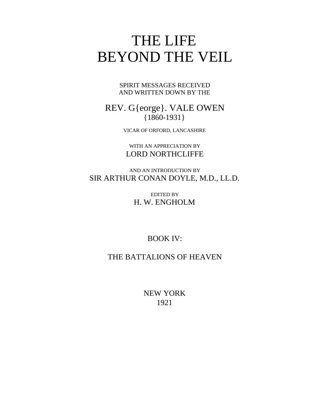 Life Beyond the Veil vol 4 by Owen