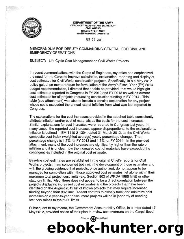 Life Cycle Cost Management on Civil Works Projects by Unknown