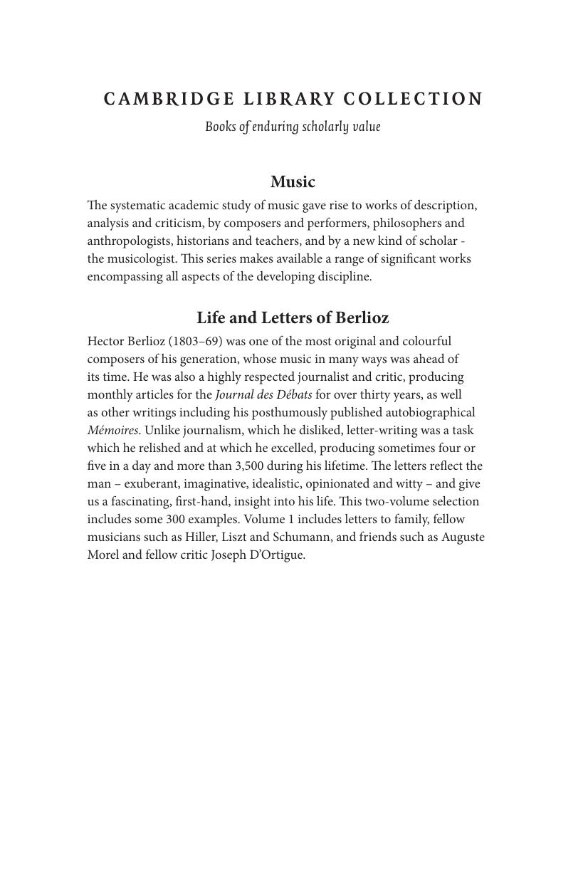 Life and Letters of Berlioz (Volume 1) by Hector Berlioz Daniel Bernard
