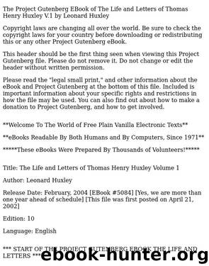 Life and Letters of Thomas Henry Huxley — Volume 1 by Thomas Henry Huxley