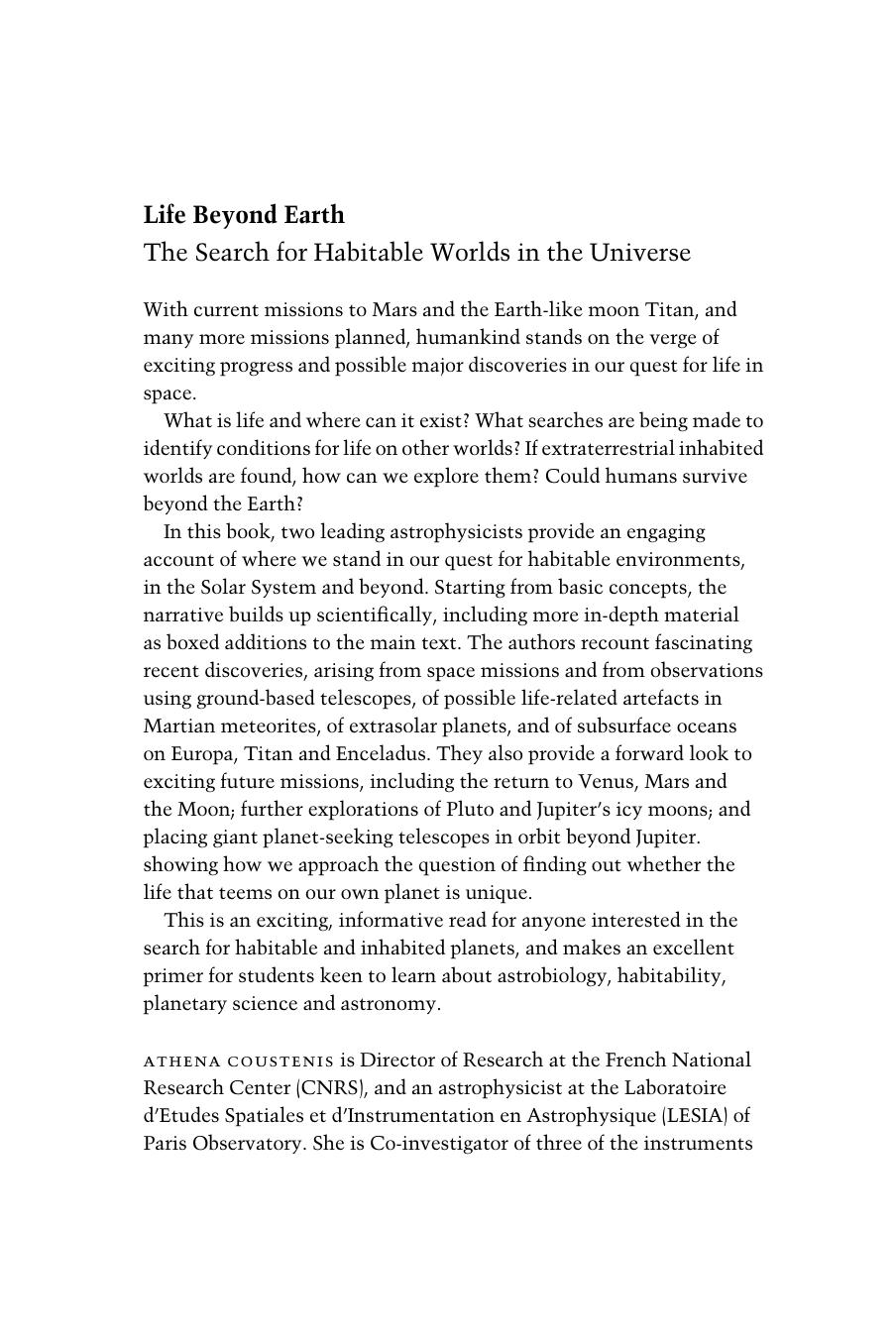 Life beyond Earth: The search for habitable worlds in the Universe by Cousteniz A. Encrenaz T