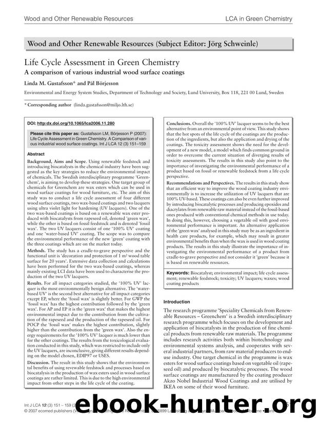 Life cycle assessment in green chemistry by Unknown