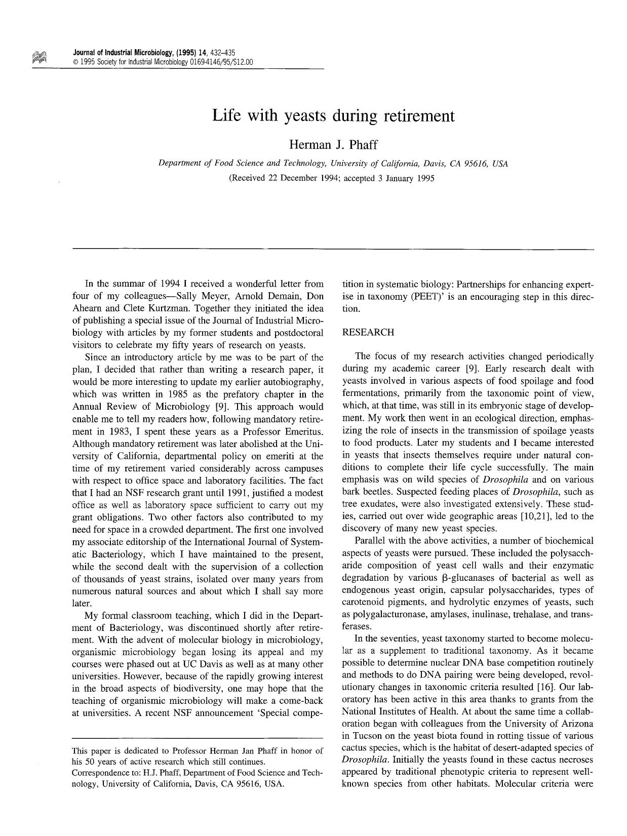 Life with yeasts during retirement by Unknown