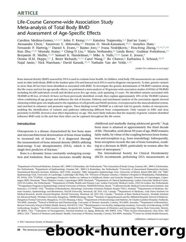 Life-Course Genome-wide Association Study Meta-analysis of Total Body BMD and Assessment of Age-Specific Effects by unknow