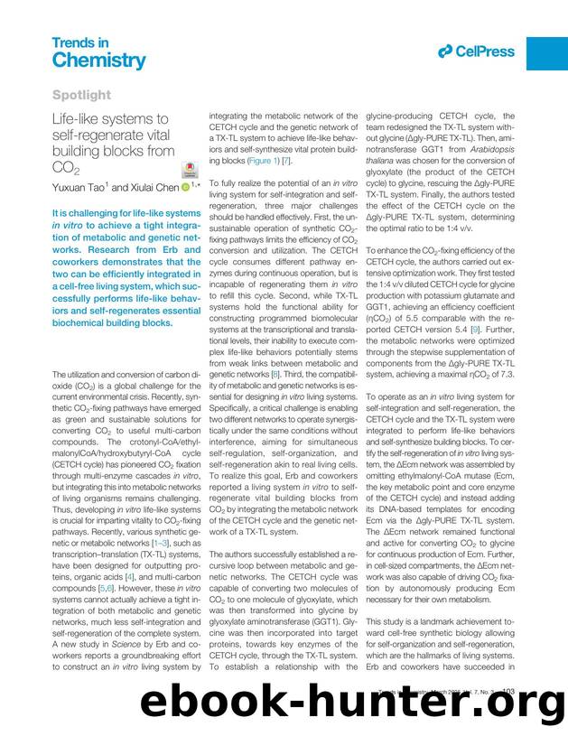 Life-like systems to self-regenerate vital building blocks from CO2 by Yuxuan Tao & Xiulai Chen