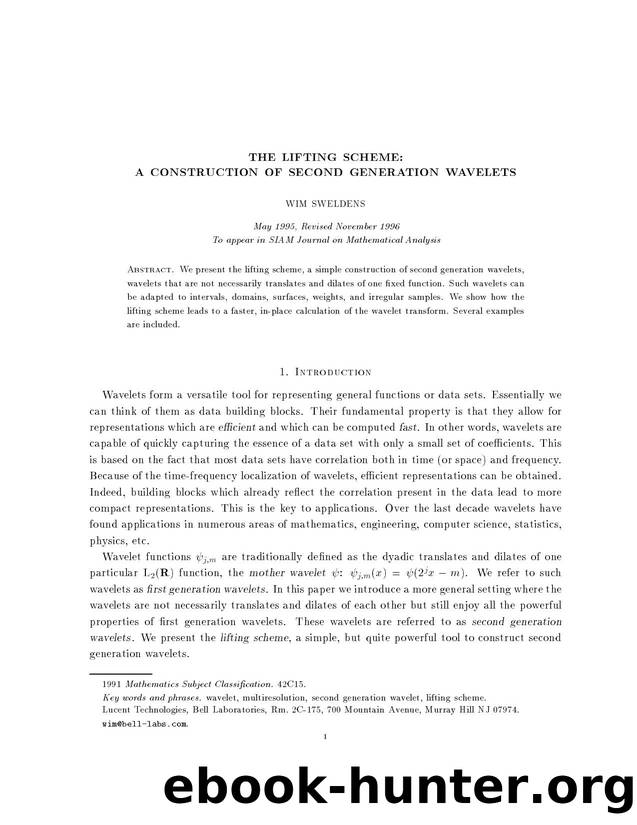 Lifting Scheme by second generation wavelet