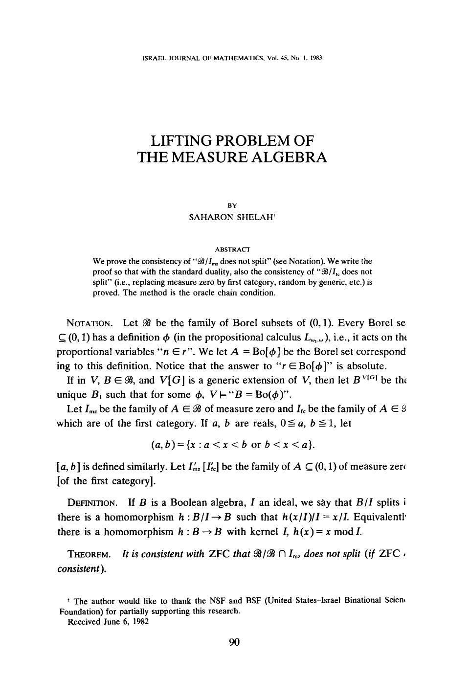 Lifting problem of the measure algebra by Unknown