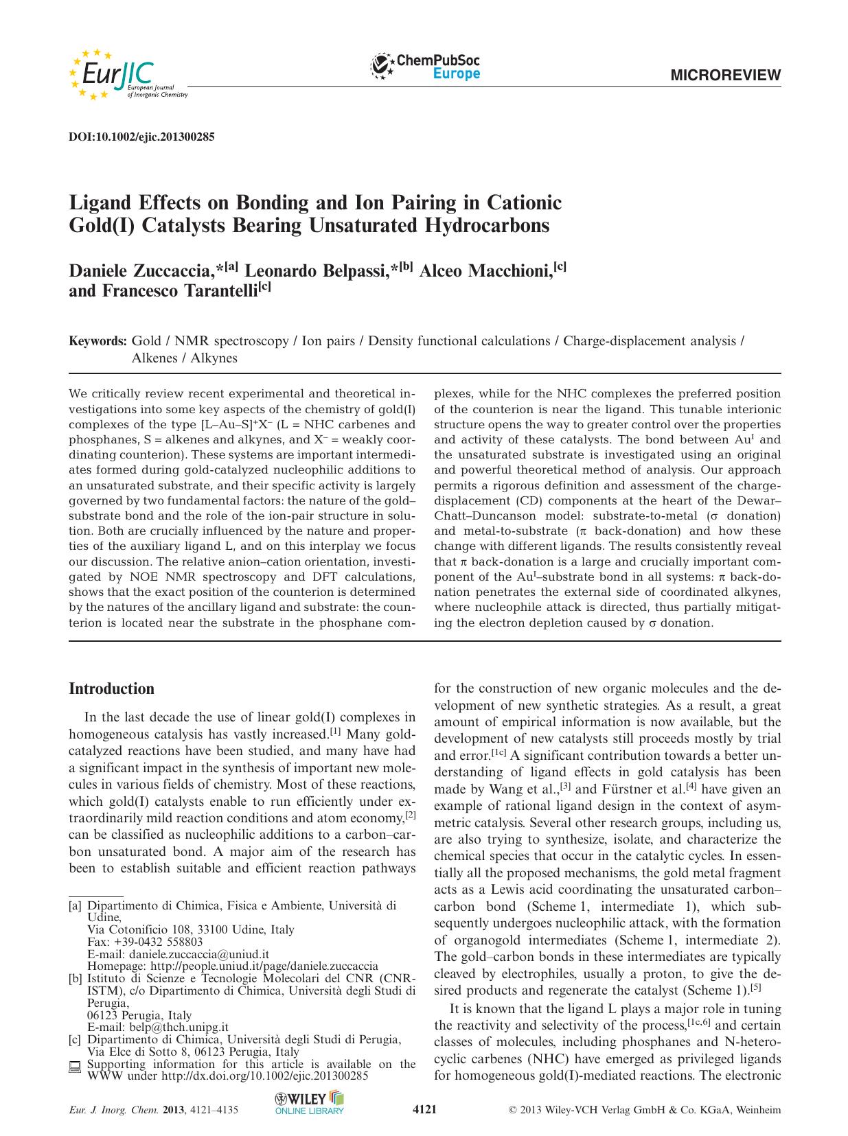 Ligand Effects on Bonding and Ion Pairing in Cationic Gold(I) Catalysts Bearing Unsaturated Hydrocarbons by Unknown