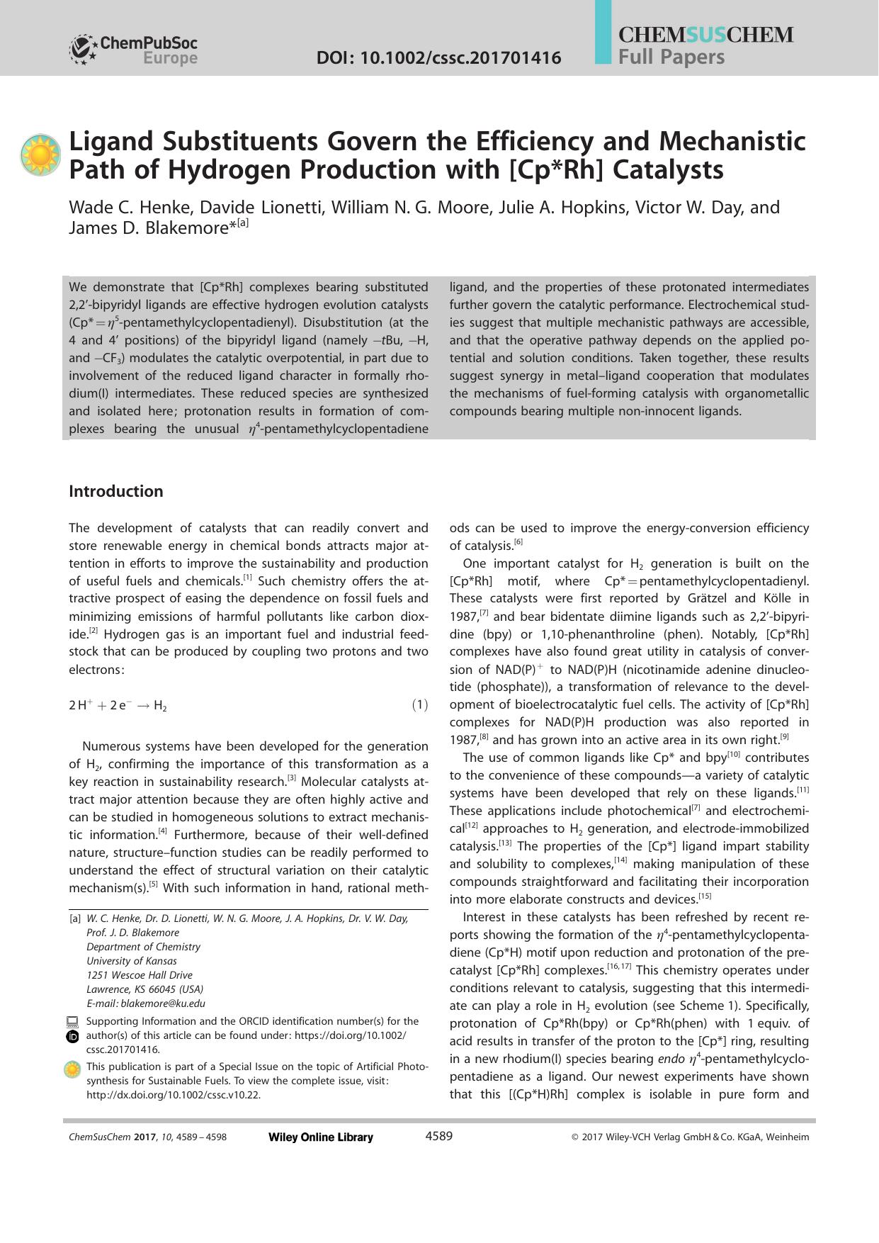 Ligand Substituents Govern the Efficiency and Mechanistic Path of Hydrogen Production with [Cp*Rh] Catalysts by Unknown