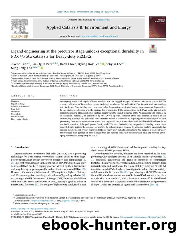 Ligand engineering at the precursor stage unlocks exceptional durability in PtCo@PtAu catalysts for heavy-duty PEMFCs by Jiyeon Lee & Jae-Hyun Park & Daeil Choi & Kyung Rok Lee & Sehyun Lee & Sung Jong Yoo