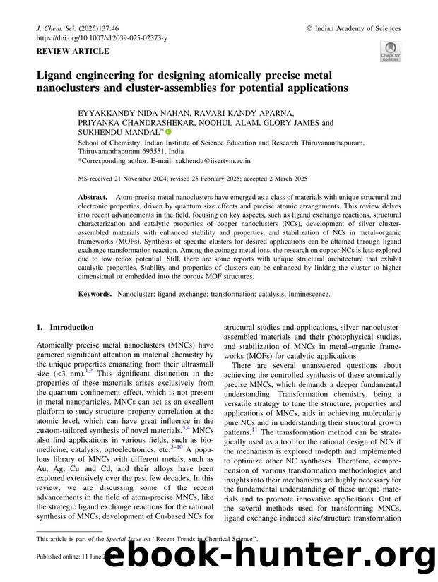 Ligand engineering for designing atomically precise metal nanoclusters and cluster-assemblies for potential applications by unknow