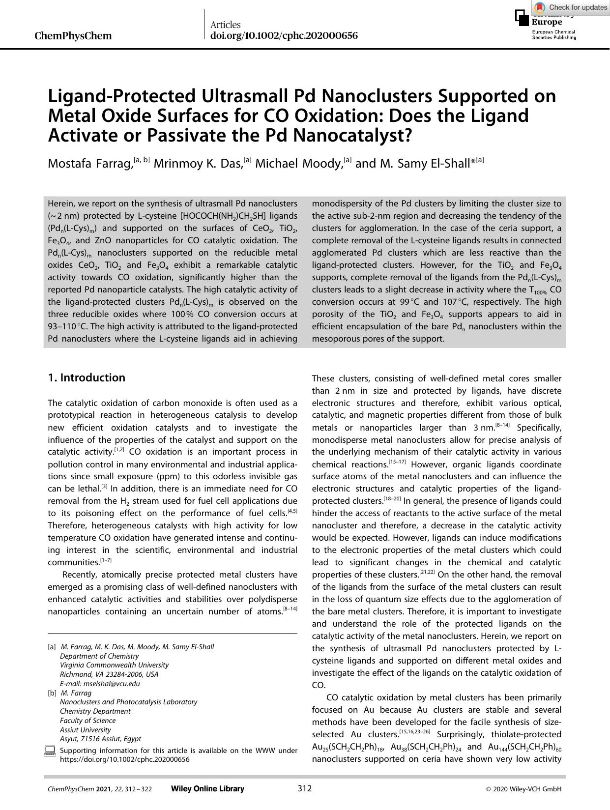 LigandâProtected Ultrasmall Pd Nanoclusters Supported on Metal Oxide Surfaces for CO Oxidation: Does the Ligand Activate or Passivate the Pd Nanocatalyst? by Unknown