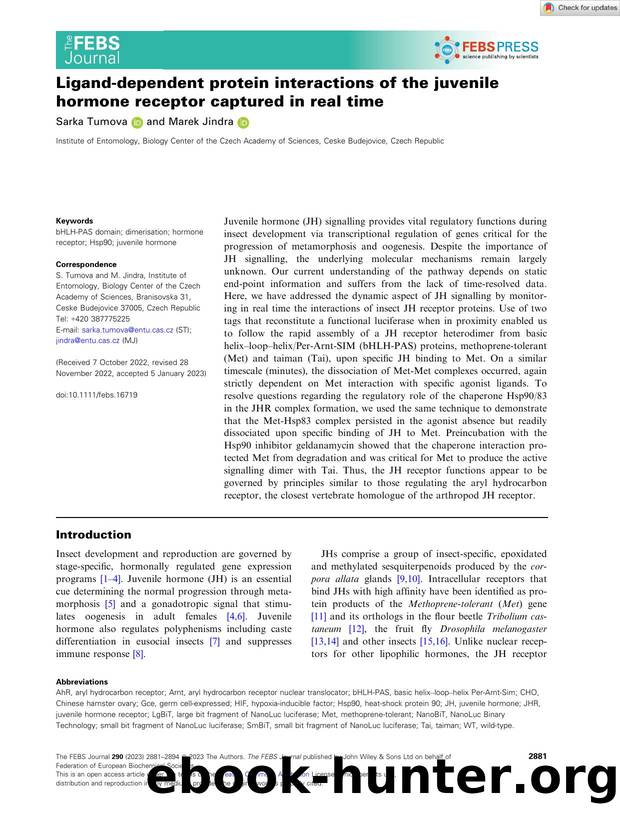 Ligandâdependent protein interactions of the juvenile hormone receptor captured in real time by Unknown