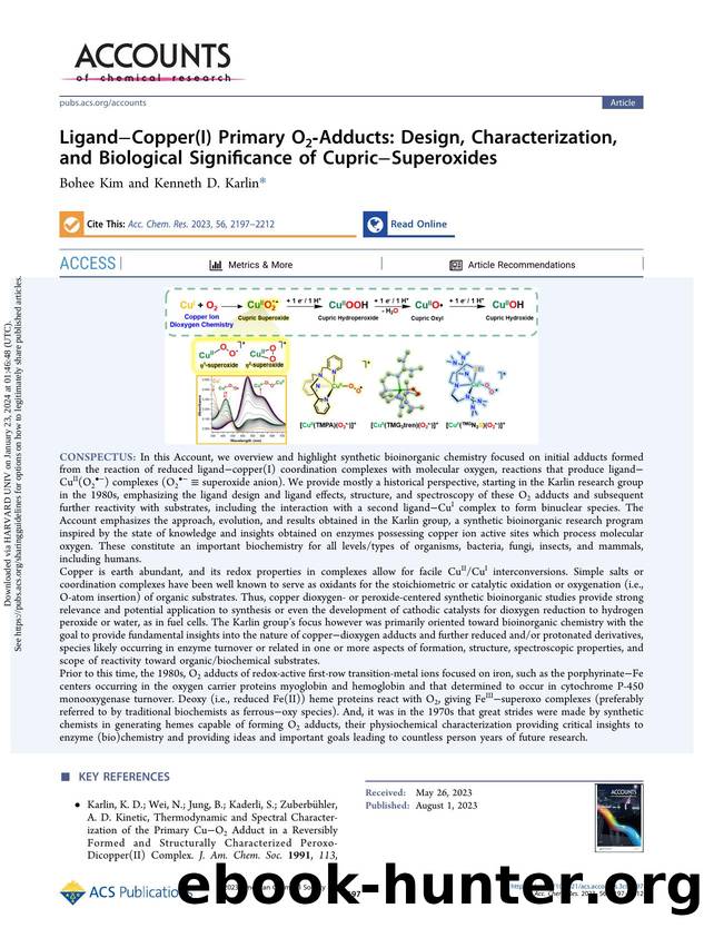 LigandâCopper(I) Primary O2-Adducts: Design, Characterization, and Biological Significance of CupricâSuperoxides by Bohee Kim & Kenneth D. Karlin