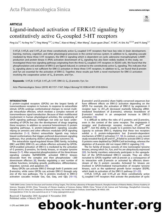 Ligand-induced activation of ERK12 signaling by constitutively active Gs-coupled 5-HT receptors by unknow