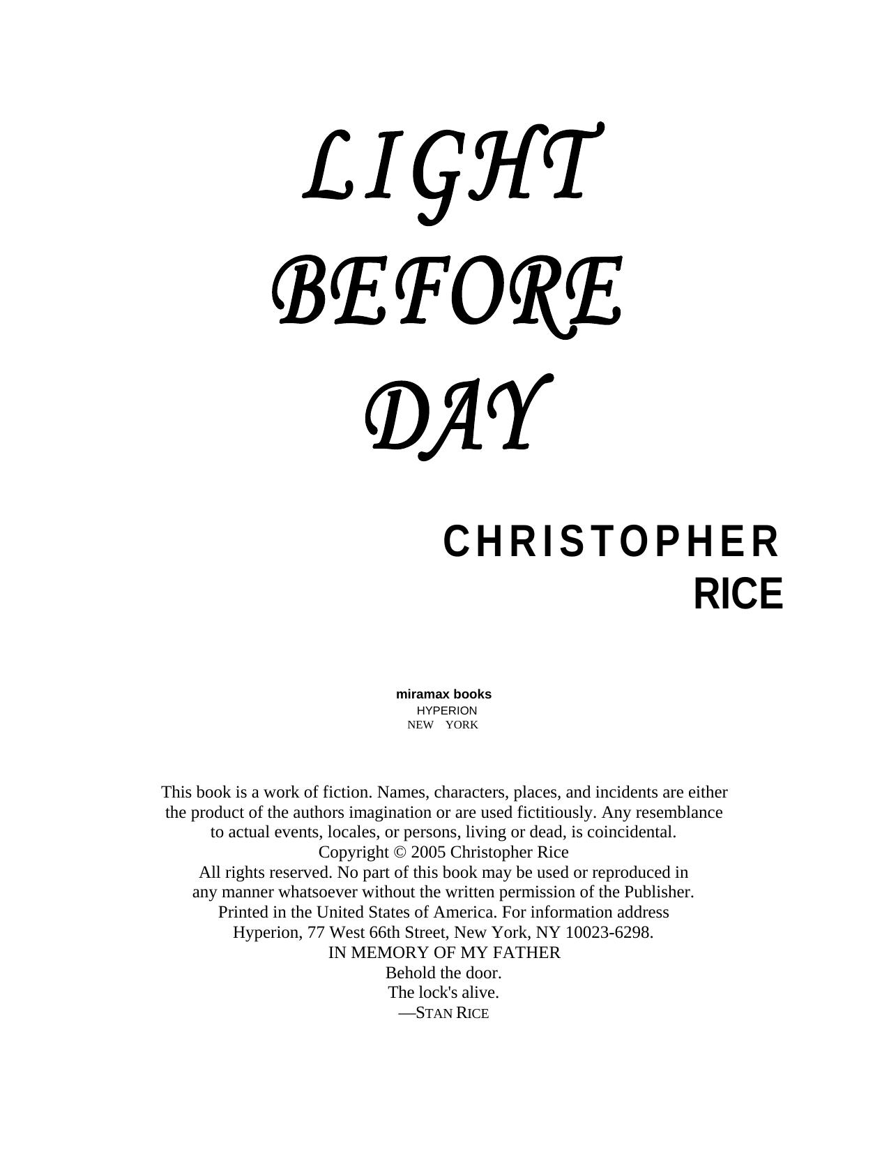 Light Before Day by Christopher Rice