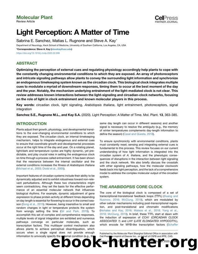 Light Perception: A Matter of Time by Sabrina E. Sanchez & Matias L. Rugnone & Steve A. Kay