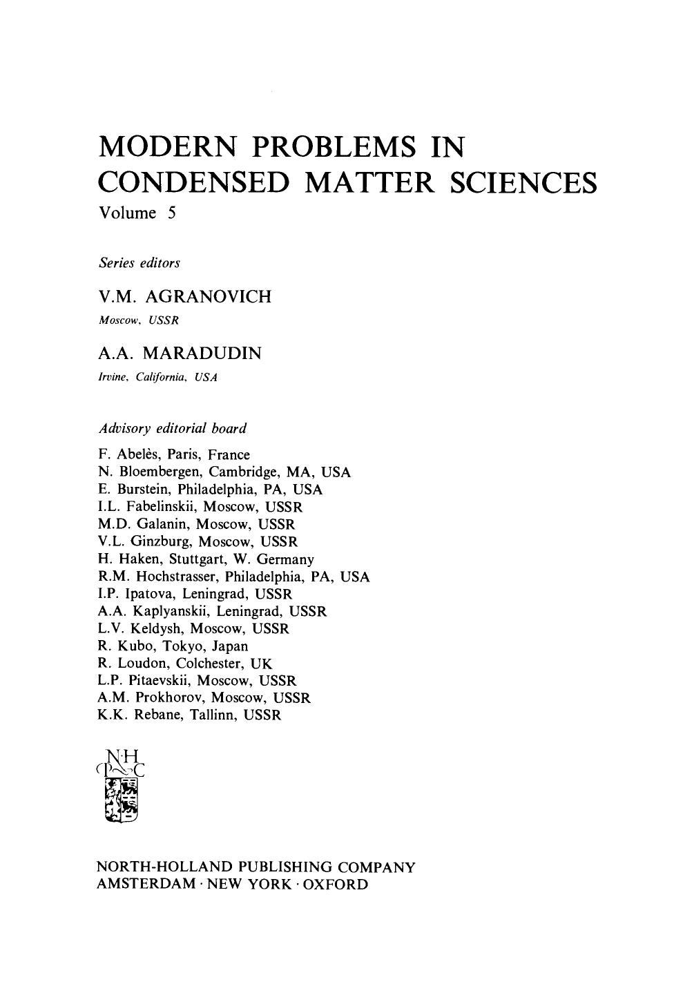 Light Scattering Near Phase Transitions by H.Z. CUMMINS and A.P. LEVANYUK (Eds.)