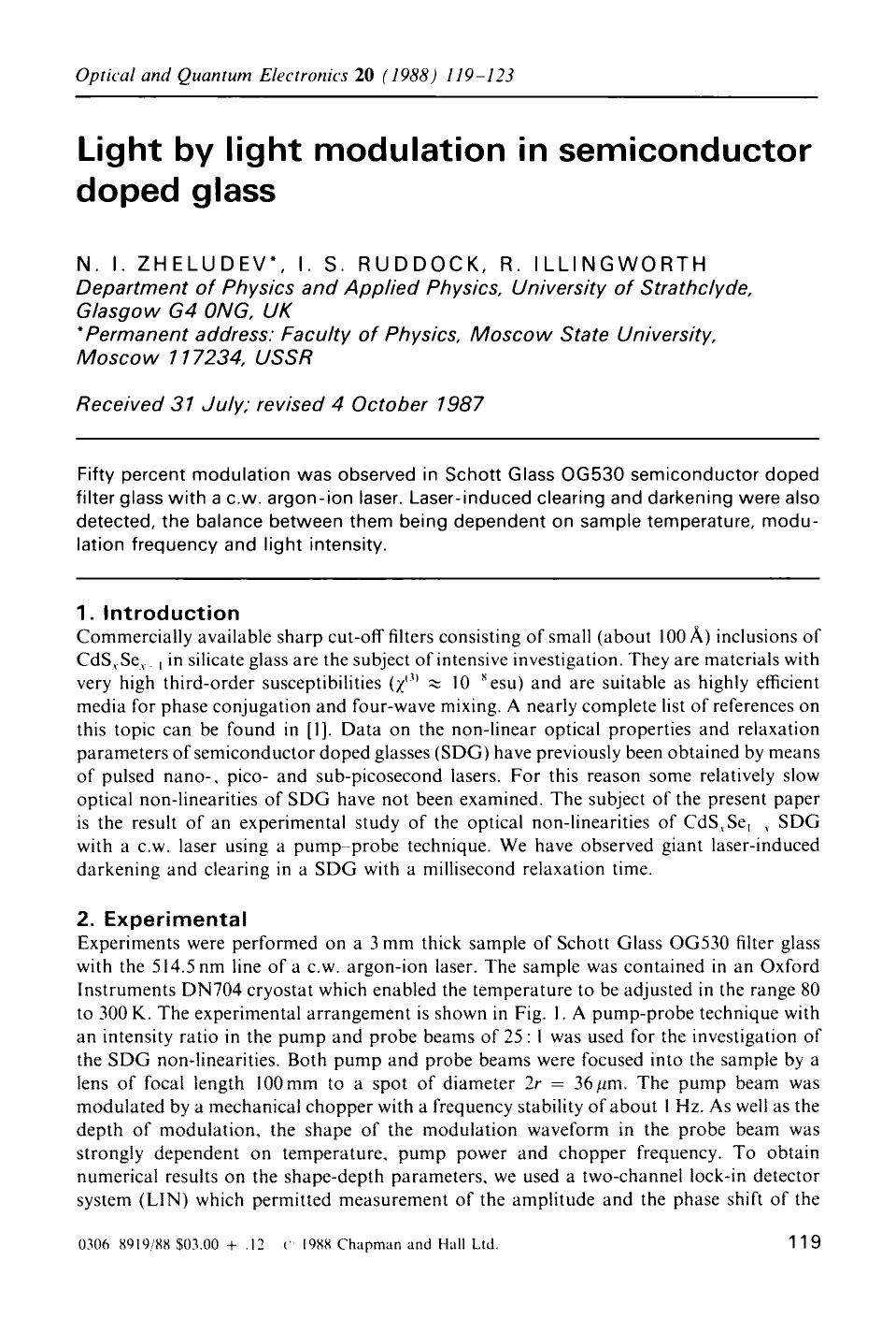 Light by light modulation in semiconductor doped glass by Unknown