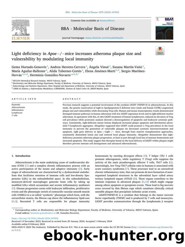 Light deficiency in Apoeââ mice increases atheroma plaque size and vulnerability by modulating local immunity by unknow