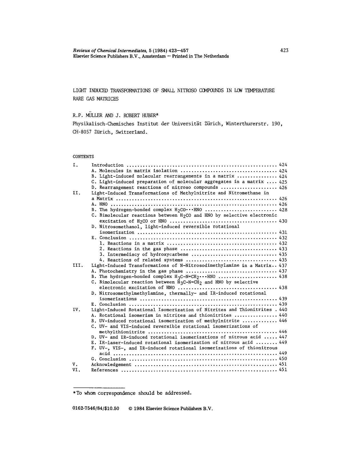 Light induced transformations of small nitroso compounds in low temperature rare gas matrices by Unknown