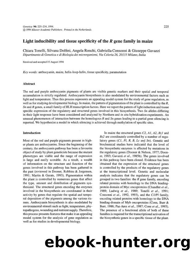 Light inducibility and tissue specificity of the <Emphasis Type="Italic">R <Emphasis> gene family in maize by Unknown