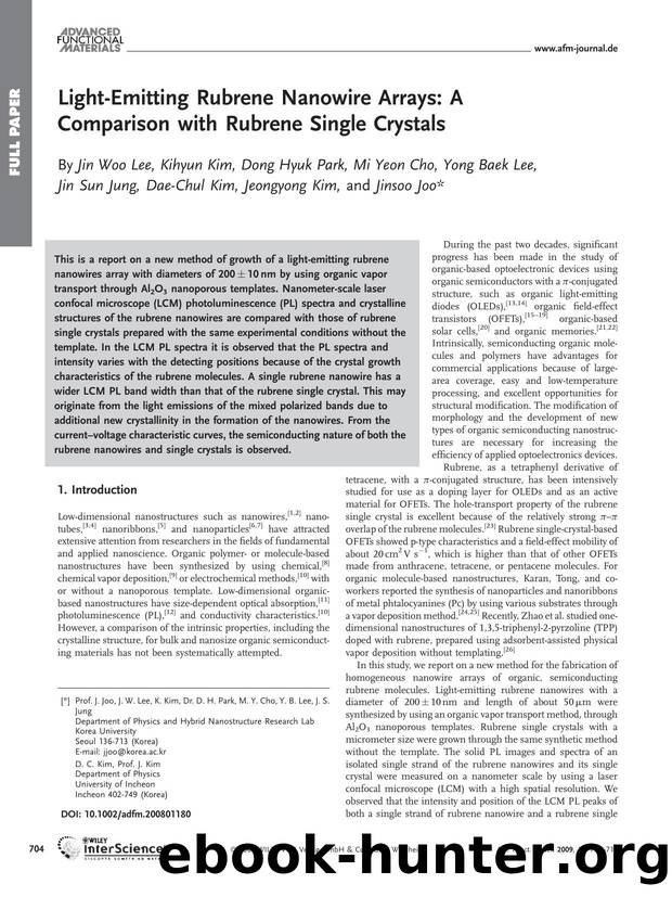 Light-Emitting Rubrene Nanowire Arrays: A Comparison with Rubrene Single Crystals by Unknown