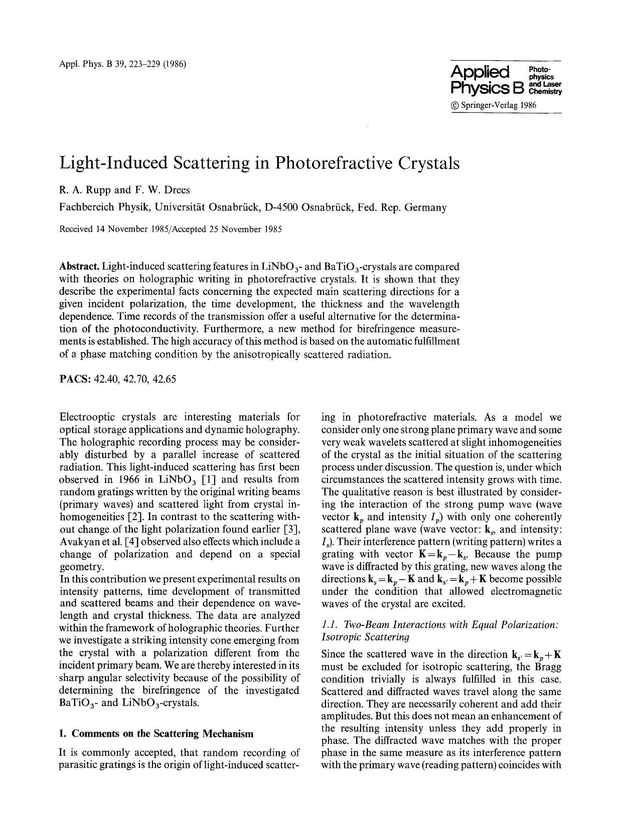 Light-induced scattering in photorefractive crystals by Unknown
