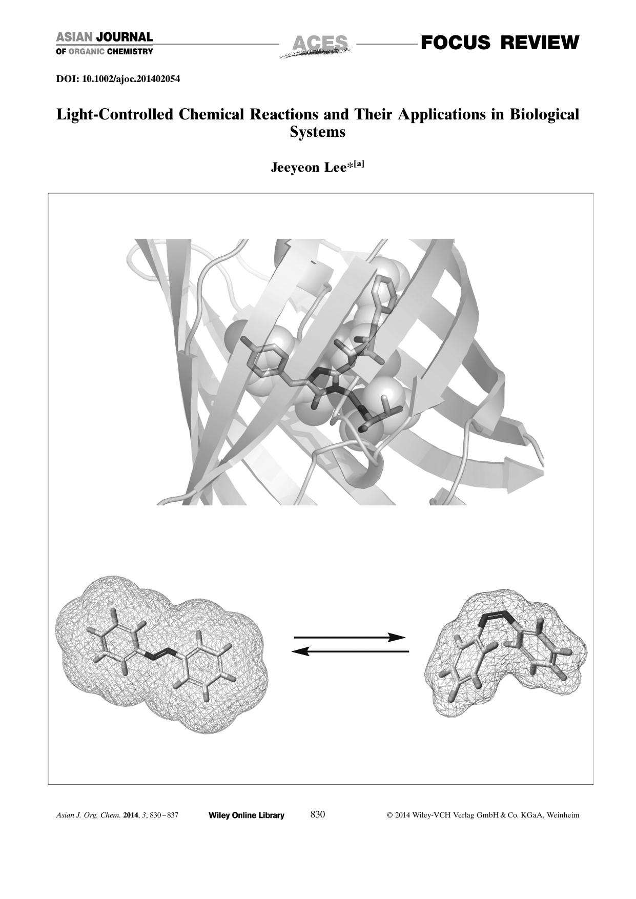 LightControlled Chemical Reactions and Their Applications in Biological Systems by Unknown