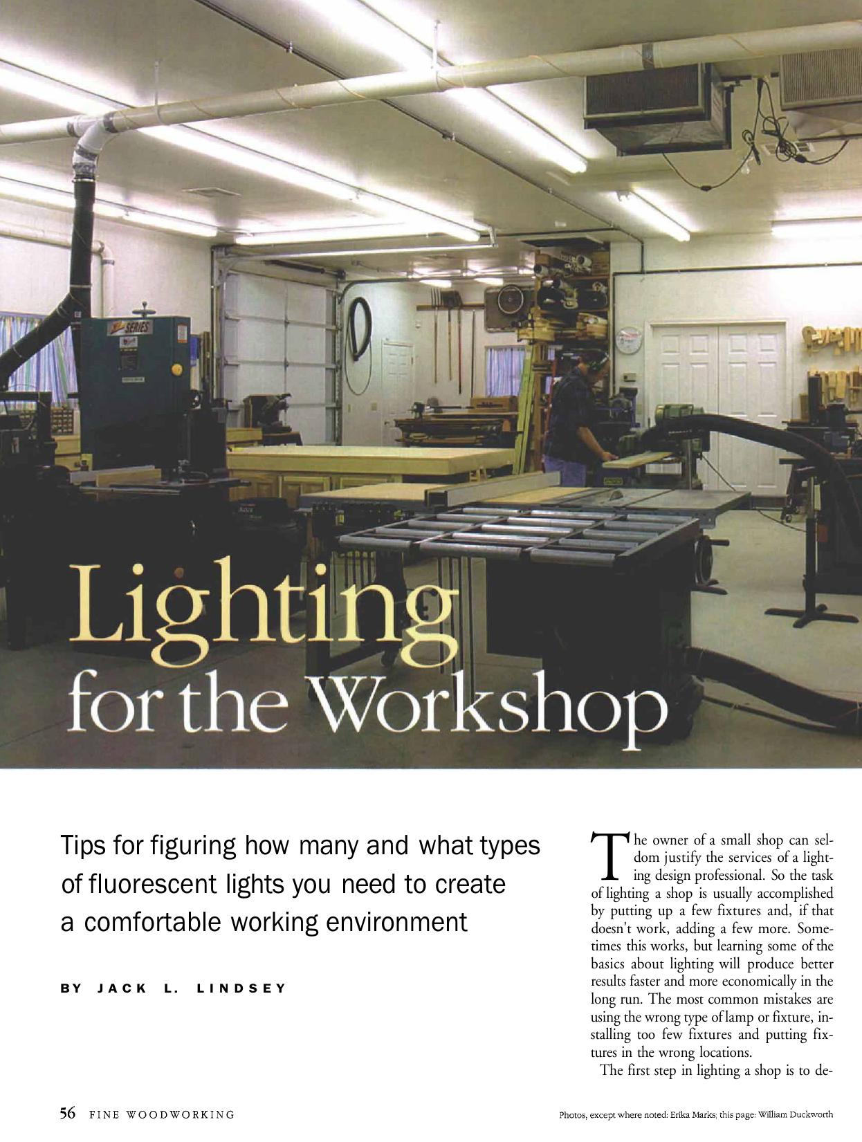 Lighting for the Workshop by Jack L. Lindsey