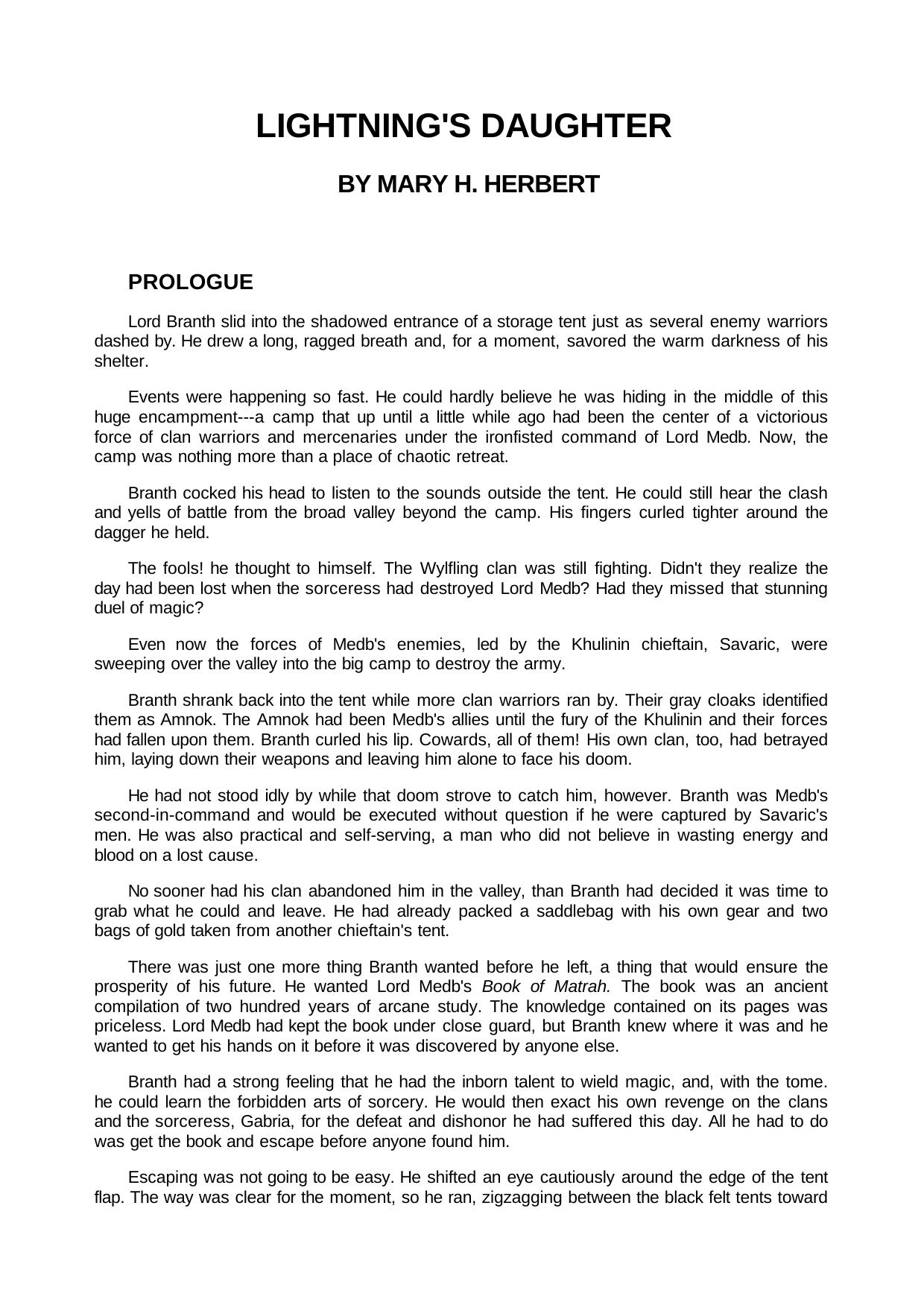 Lightning's Daughter by Mary H. Herbert