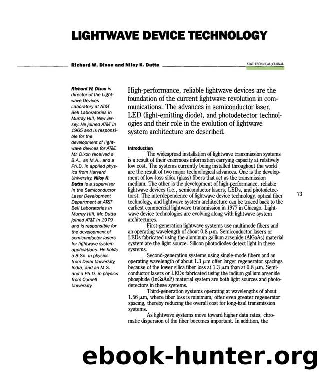 Lightwave Device Technology by Unknown