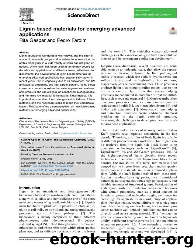 Lignin-based materials for emerging advanced applications by Rita Gaspar & Pedro Fardim
