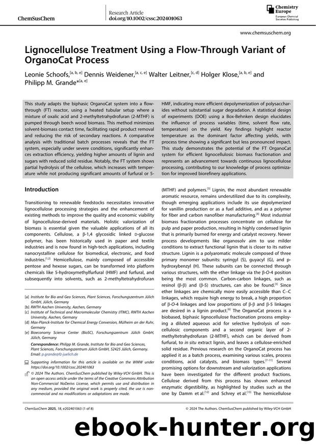 Lignocellulose Treatment Using a FlowâThrough Variant of OrganoCat Process by Unknown