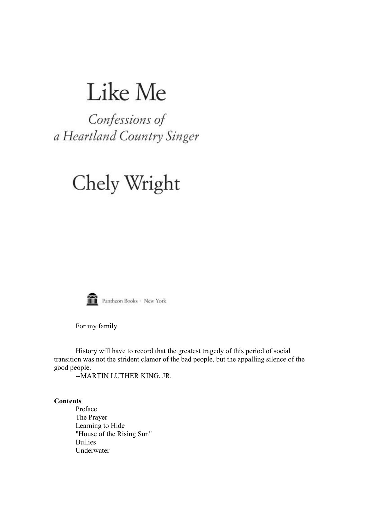 Like Me: Confessions of a Heartland Country Singer by Chely Wright