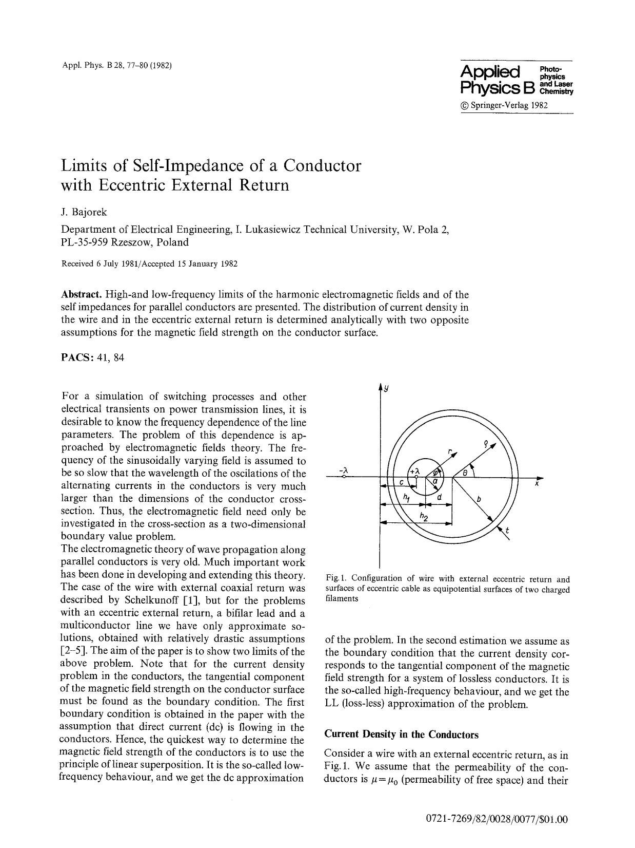 Limits of self-impedance of a conductor with eccentric external return by Unknown