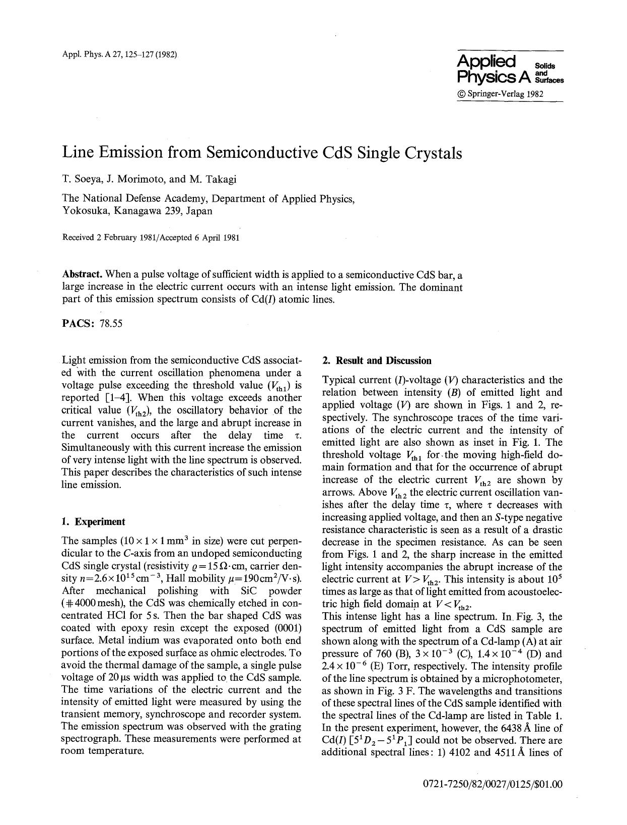 Line emission from semiconductive CdS single crystals by Unknown