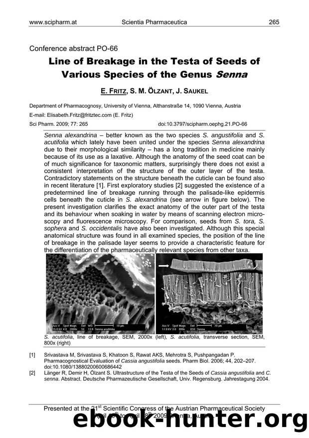 Line of Breakage in the Testa of Seeds of Various Species of the Genus Senna by E. FRITZ & S. M. ÖLZANT & J. SAUKEL