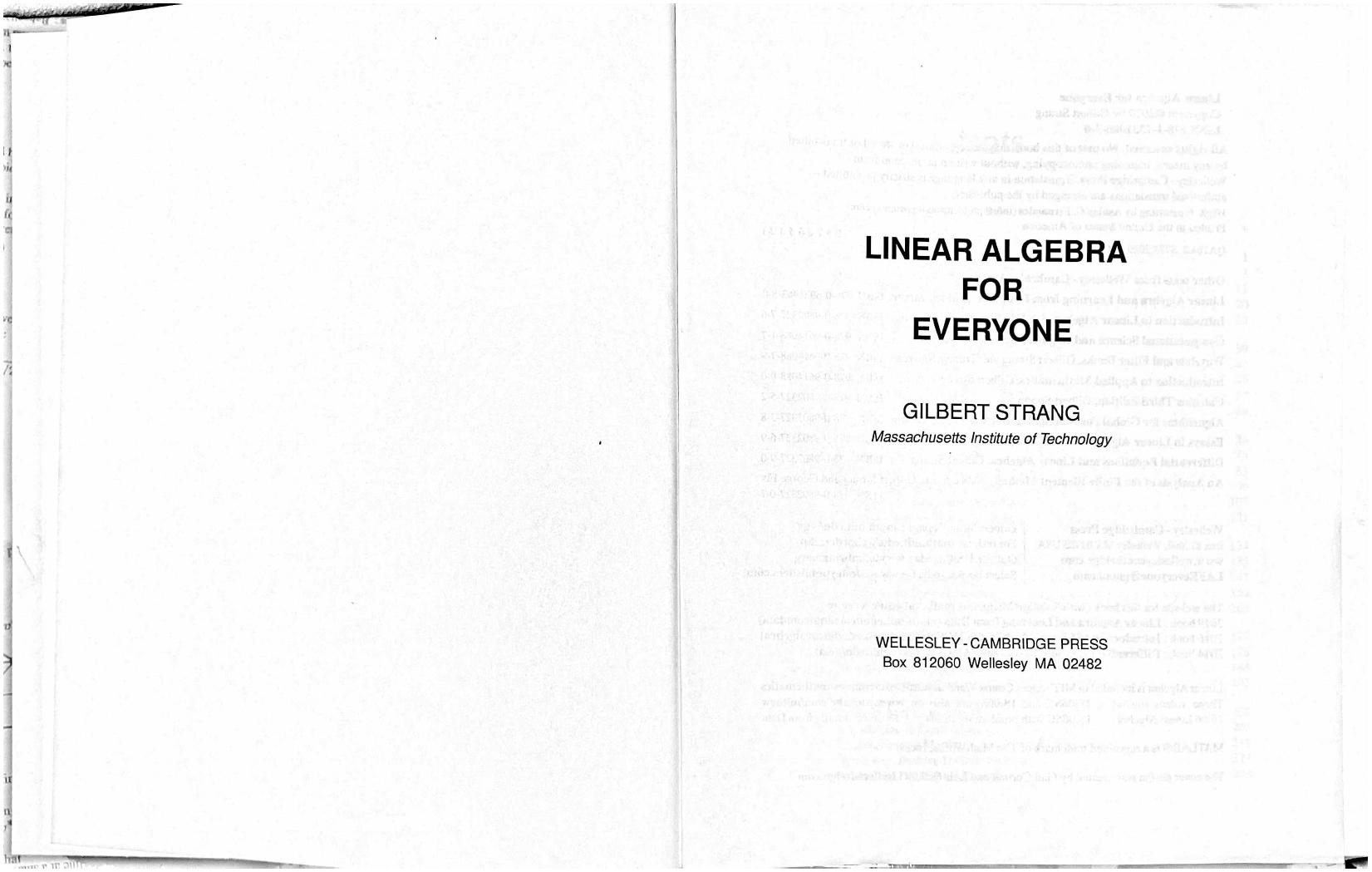 Linear Algebra for Everyone by Gilbert Strang