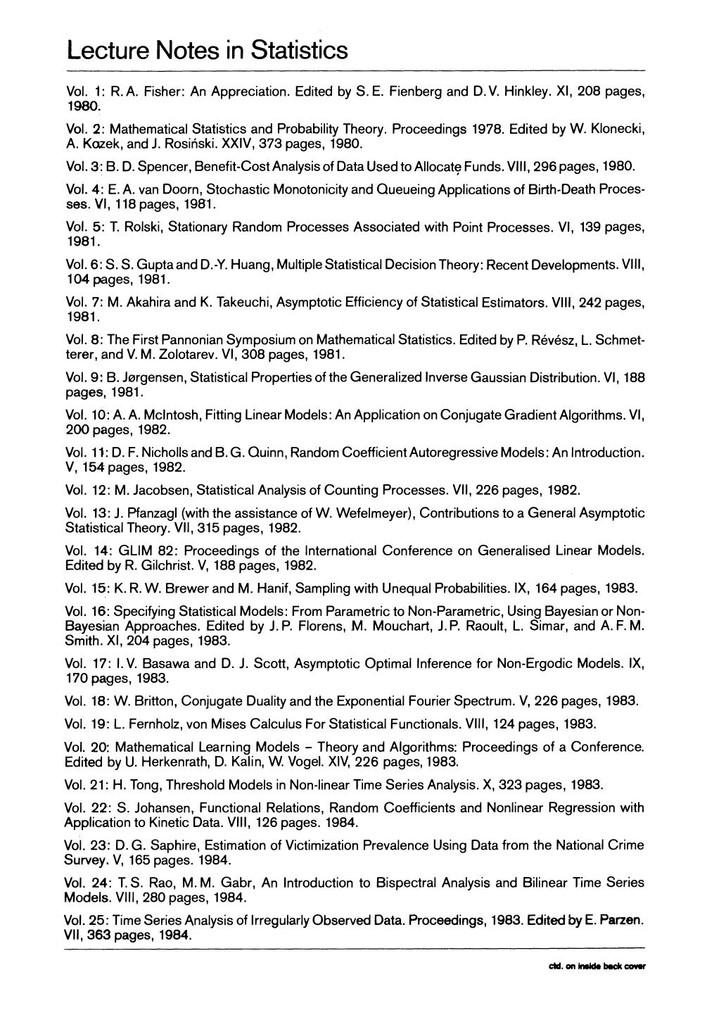Linear Statistical Inference: Proceedings of the International Conference held at PoznaÅ, Poland, June 4â8, 1984 by H. Caussinus J. Vaillant (auth.) T. Caliński W. Klonecki (eds.)