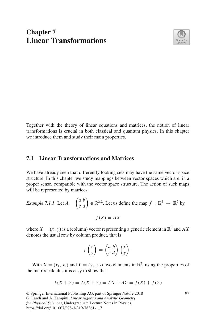 Linear Transformations by Giovanni Landi & Alessandro Zampini