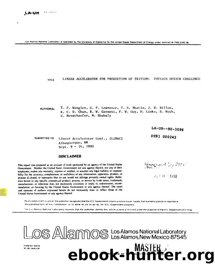 Linear accelerator for production of tritium   Physics design challenges  None by LANL Research Library LWW Project