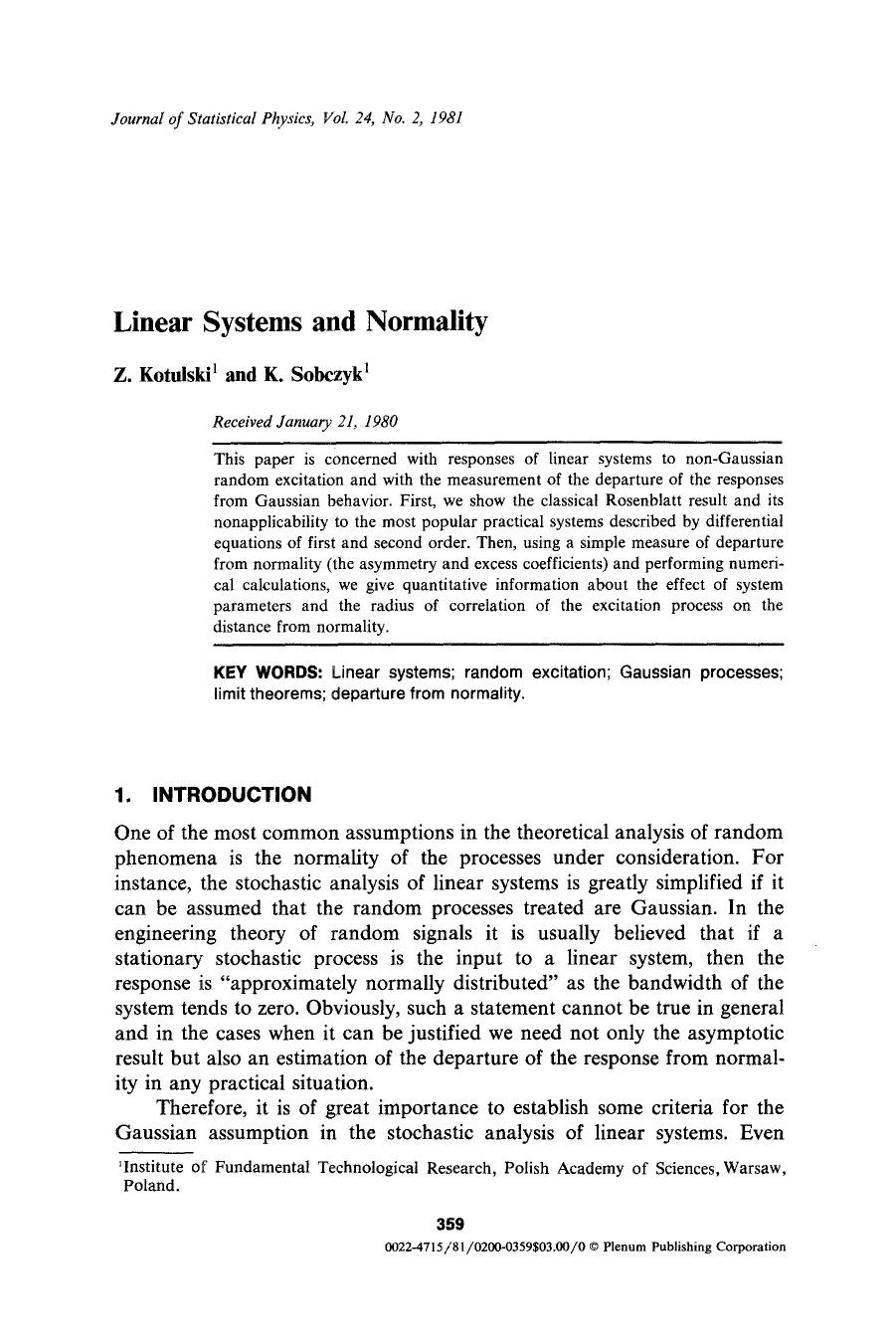 Linear systems and normality by Unknown
