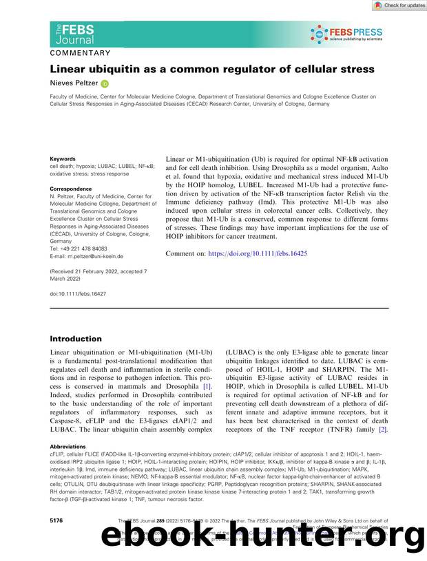 Linear ubiquitin as a common regulator of cellular stress by Unknown