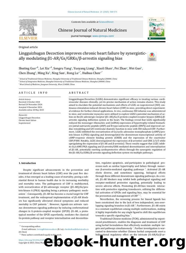 Lingguizhugan Decoction improves chronic heart failure by synergistically modulating ?1-ARGsGRKs?-arrestin signaling bias by unknow