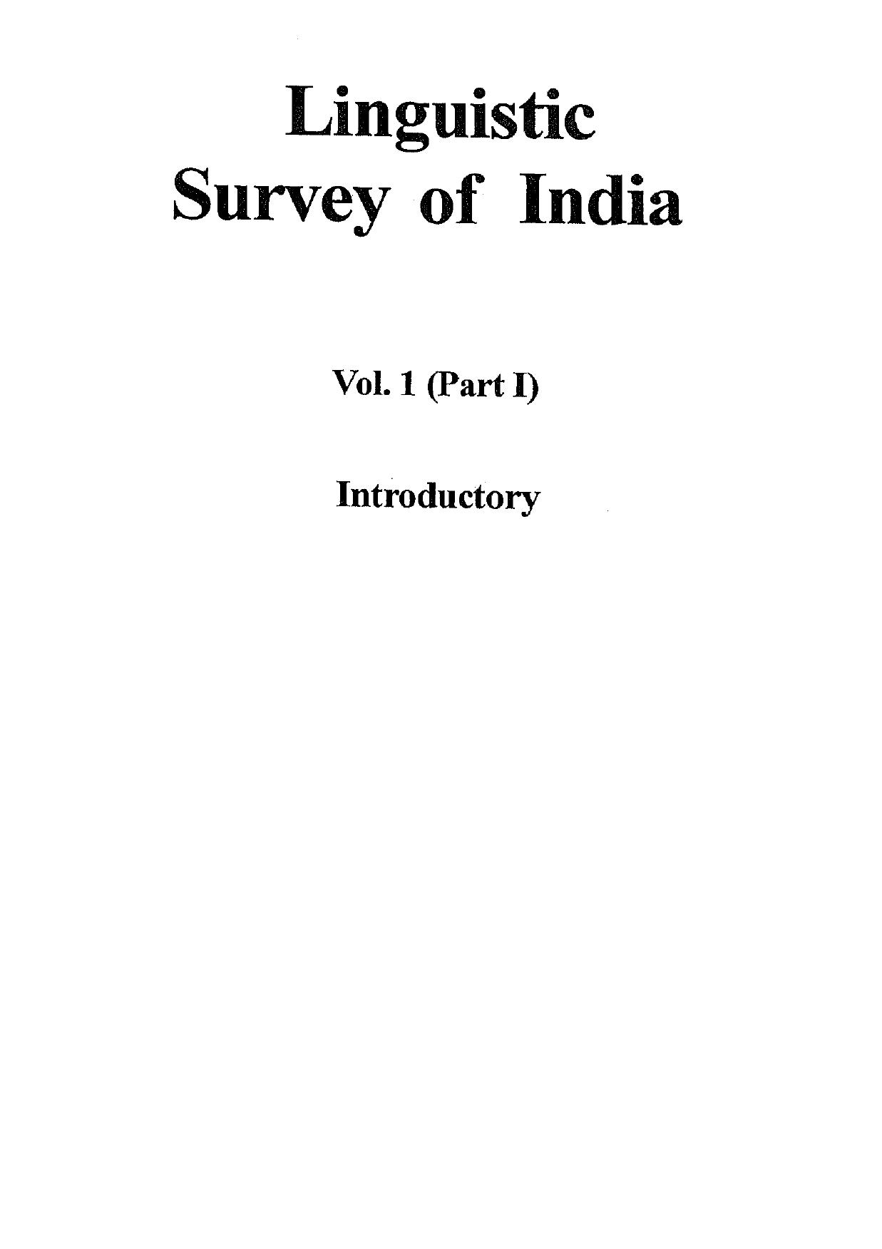 Linguistic Survey of India, Vol 1 by G.A. Grierson