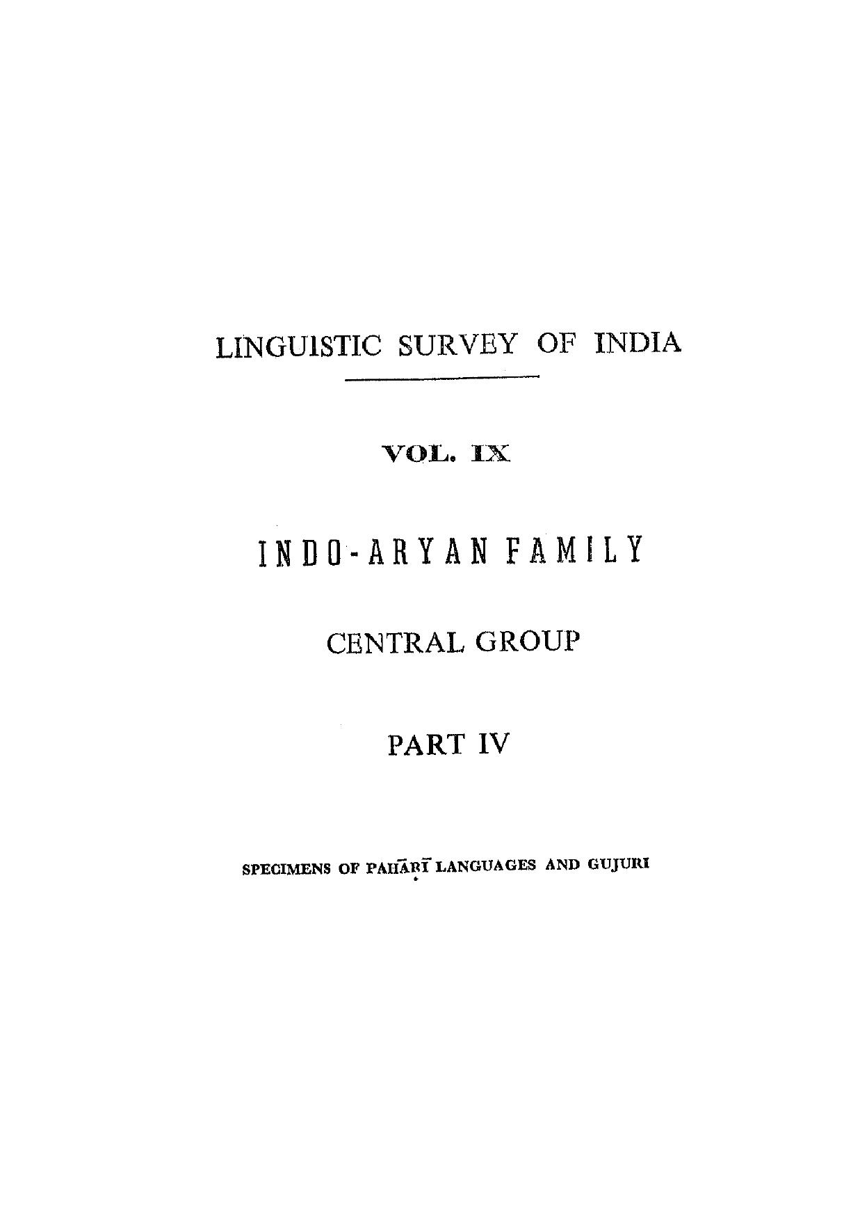 Linguistic Survey of India, Vol 9, part 4 by G.A. Grierson