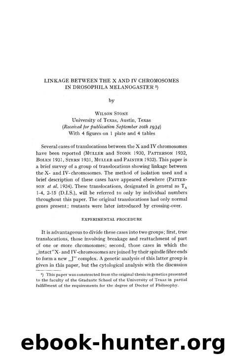 Linkage between the X and IV chromosomes in drosophila melanogaster by Unknown